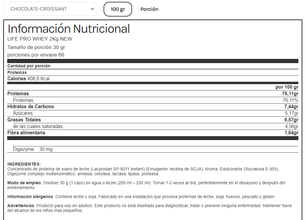 Whey Choco Croissant 1Kg Lifepro - Imagen 4