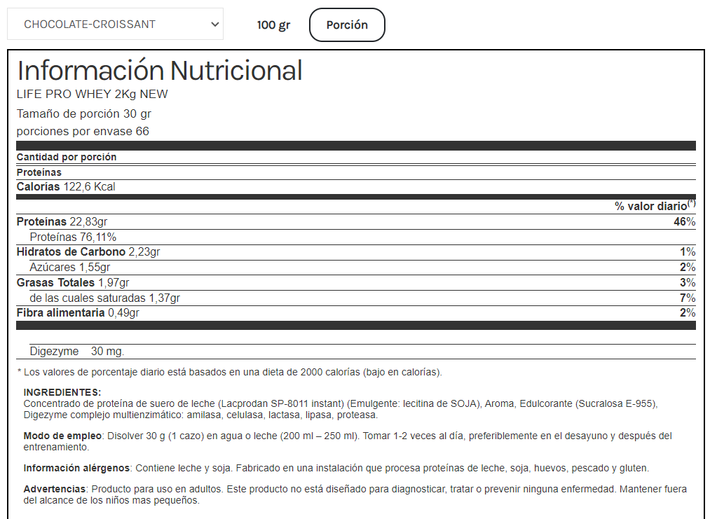 Whey Choco Croissant 1Kg Lifepro - Imagen 3