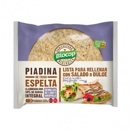 Piadina Espelta Lino Amapola 3U 225G Biocop