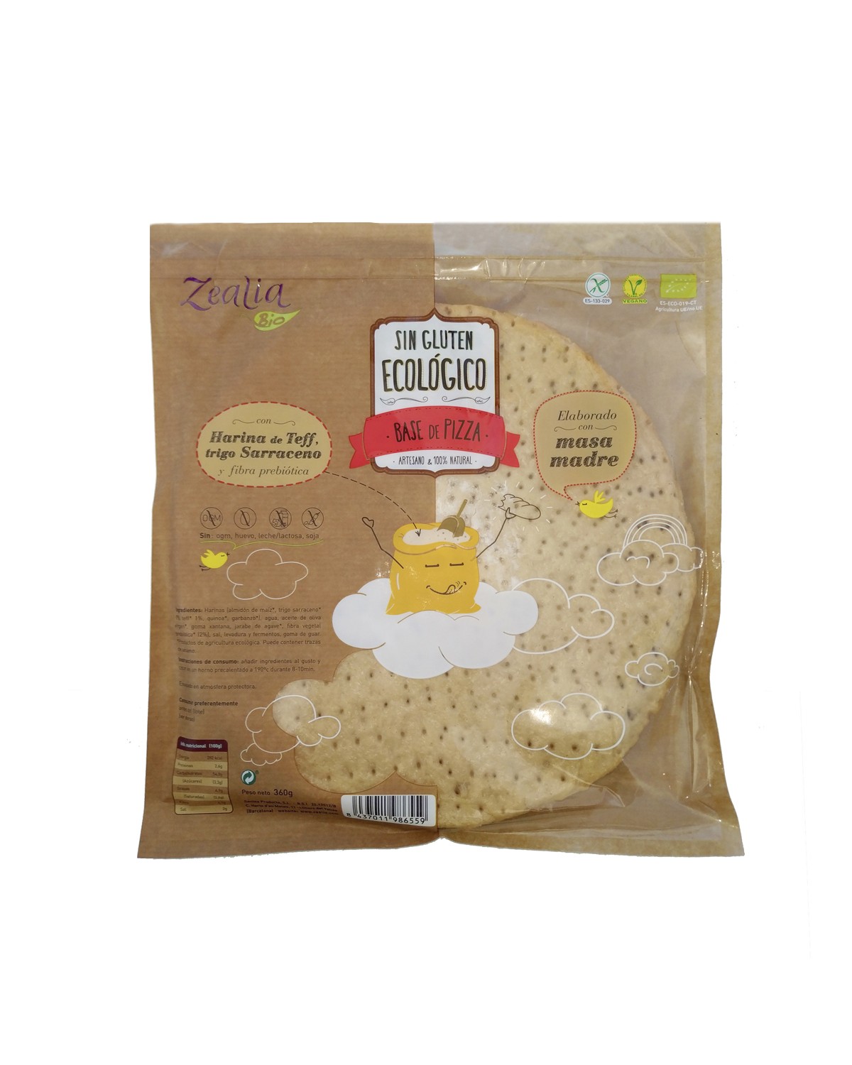 Base Pizza 2U Sin Gluten 360G Zealia
