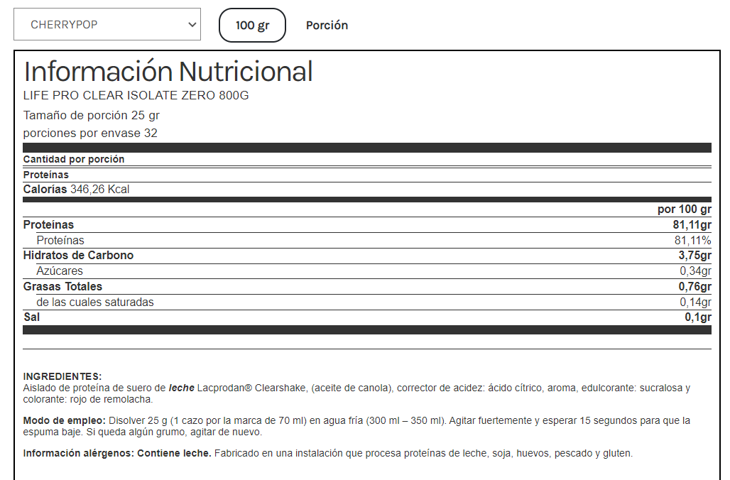Clear Isozero Cherrypop 800G Lifepro - Imagen 4