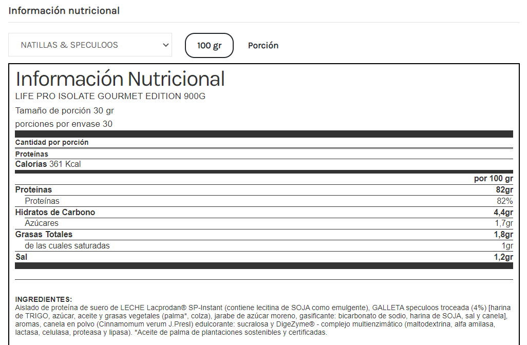 Isolate Gourmet Edition Natillas & Speculoos 900G Lifepro - Imagen 2