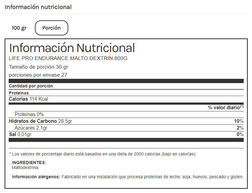 Malto Dextrina 800G Lifepro - Imagen 2