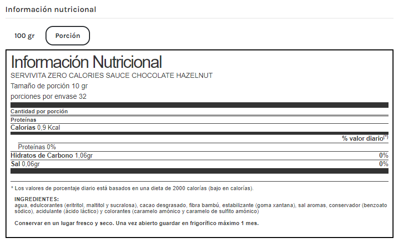 Sirope Choco Hazelnut 320Ml Servivita - Imagen 4
