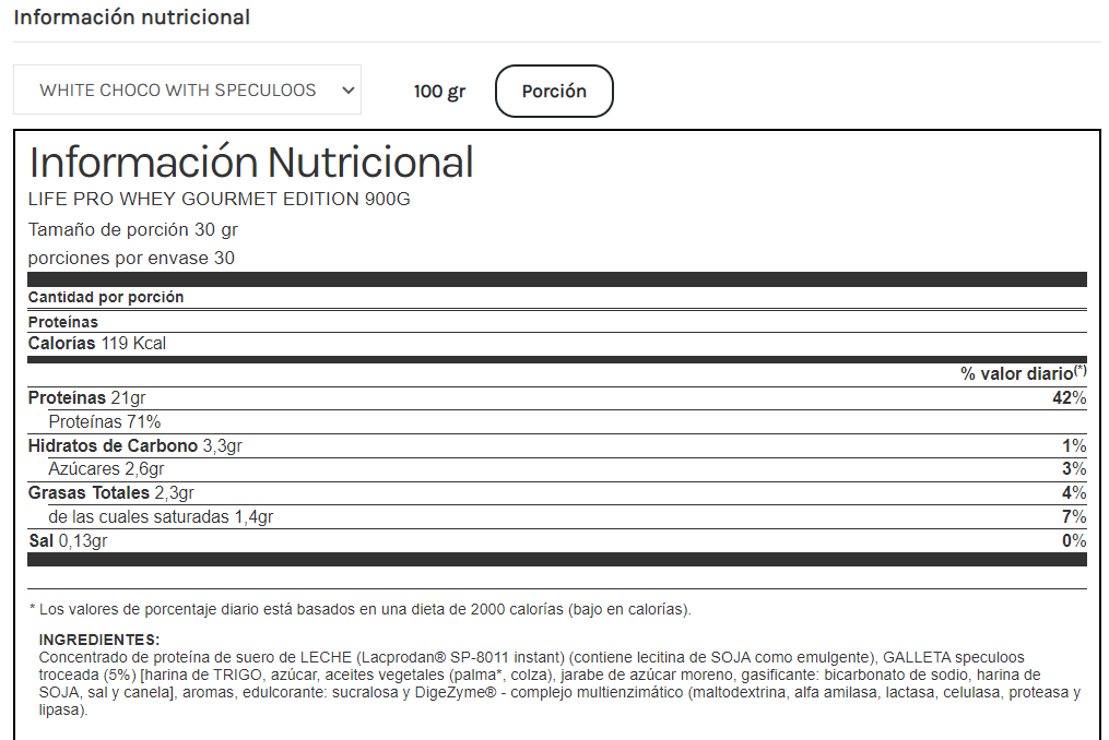 Whey Gourmet Edition White Choco Speculoos 900G Lifepro - Imagen 3